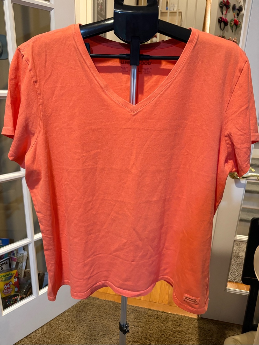 Life Is Good Coral V-Neck Short Sleeve Tee